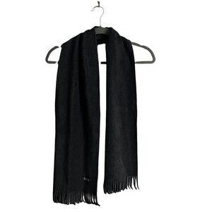 Roots Charcoal Gray Soft Fleece Fringed Scarf